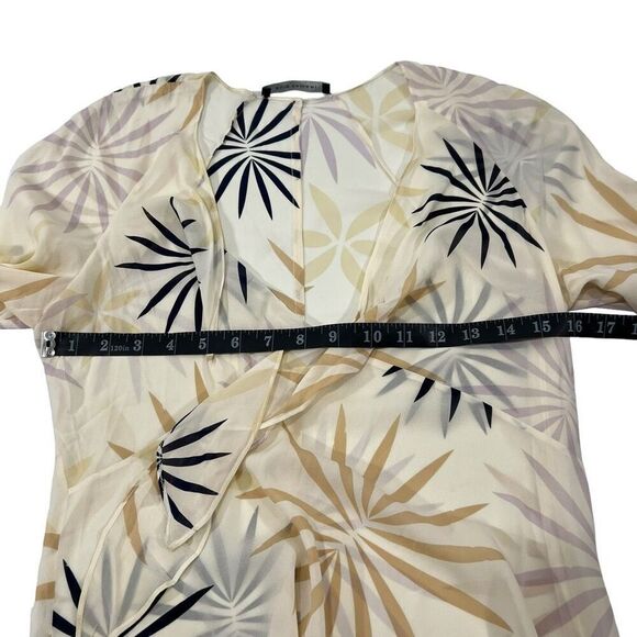 Elie Tahari Abstract Leaf Print Tie-front Blouse Size Medium - Picture 9 of 12